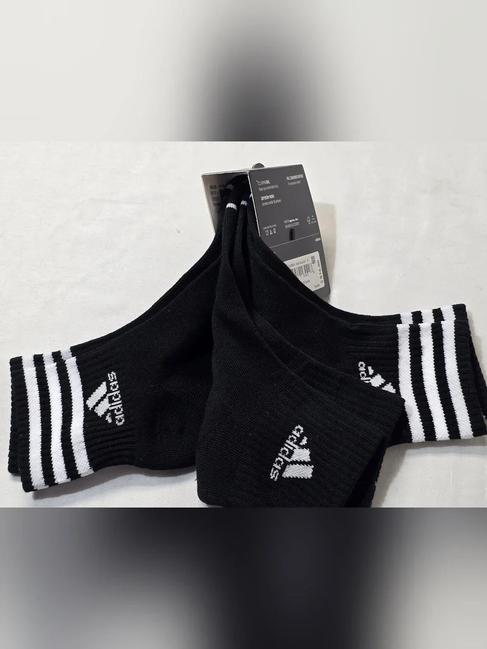 adidas Cushioned 3 Stripe High Quarter Crew Socks Womens Size 5-10 Climacool 3Pk